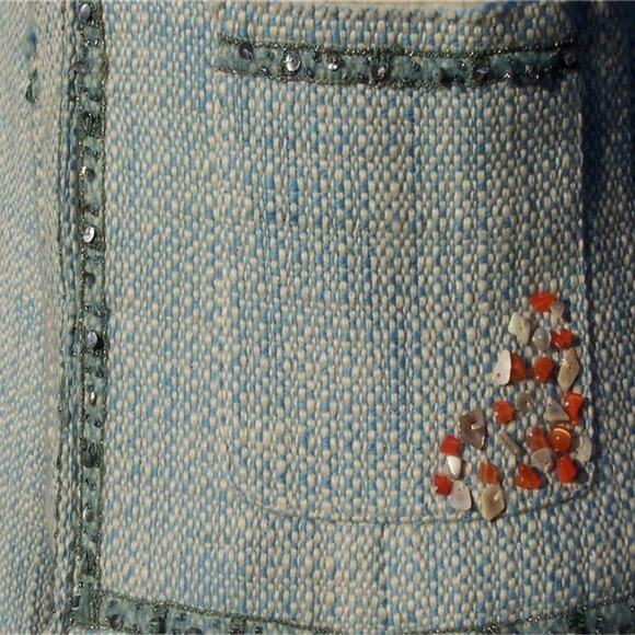 Cache Boucle Tweed Top Jacket Lined Embellished Beads Sequins Stones $198 NWT - Picture 6 of 8